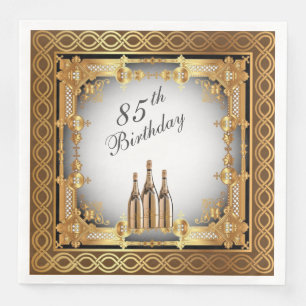 Elegant Gold Rim 85th Birthday Party Paper Napkin
