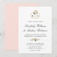 Elegant gold ring blush pink floral wedding