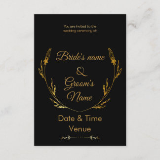 Elegant Gold Rings & Floral Wedding Invite