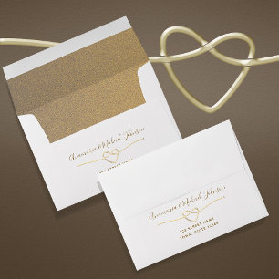 Elegant Gold Rope Heart Wedding Envelope
