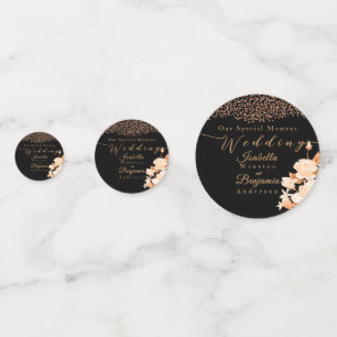 Elegant Gold Rose Black Wedding  Confetti