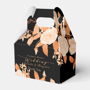 Elegant Gold Rose Black Wedding Favor Box