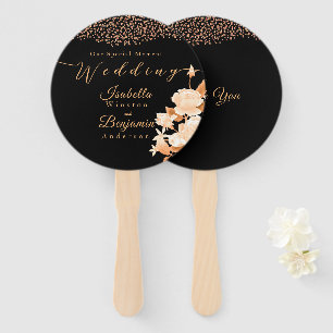 Elegant Gold Rose Black Wedding Hand Fan