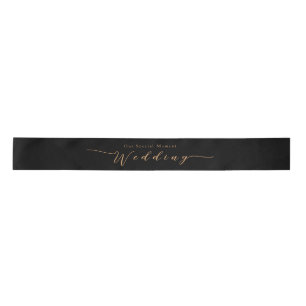 Elegant Gold Rose Black Wedding Satin Ribbon