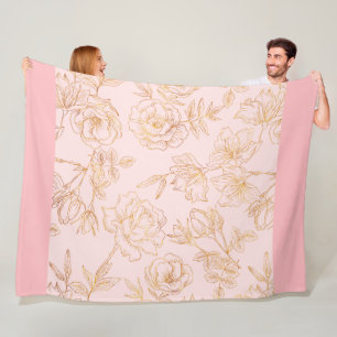 Elegant Gold Rose Fleece Blanket