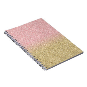 Elegant Gold & Rose Gold Glitter Sparkles Image Notebook
