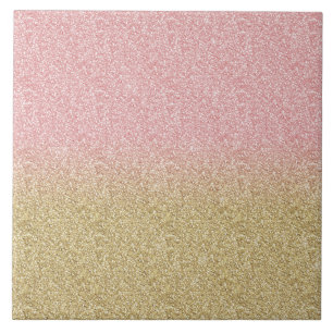Elegant Gold & Rose Gold Glitter Sparkles Image Tile