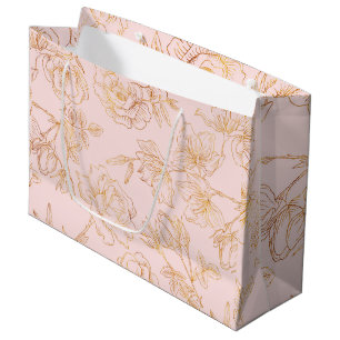 Elegant Gold Rose Large Gift Bag