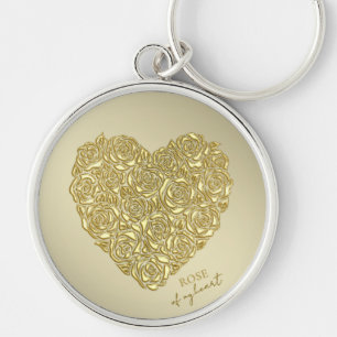 Elegant Gold Rose Of My Heart Keychain