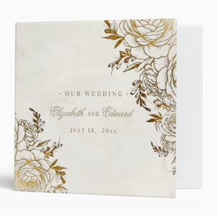 Elegant Gold Rose Wedding Album Binder