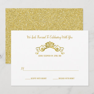 Elegant Gold Royal Crest Wedding Response Invitation