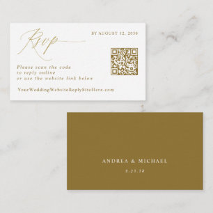 Elegant Gold RSVP QR Code Wedding Reply Enclosure Card