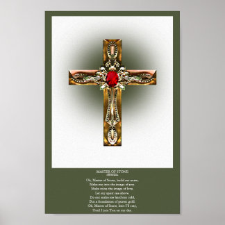 Elegant Gold & Ruby Cross Poster