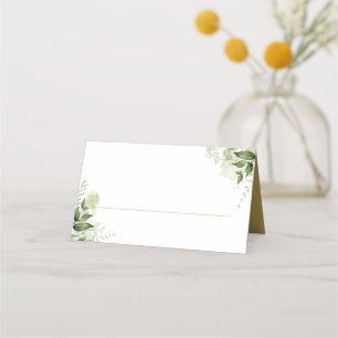 Elegant Gold Rustic Greenery Wedding Folded Place Card