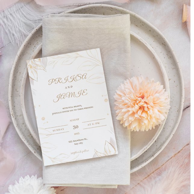 Elegant gold rustic wedding invitation (Creator Uploaded)