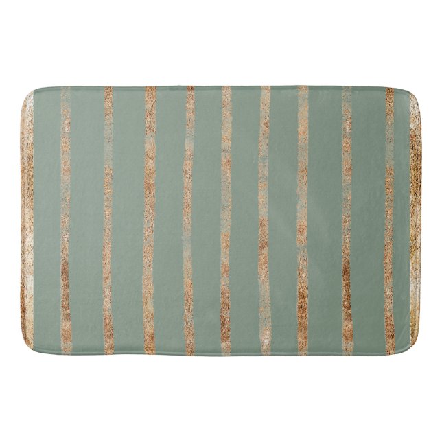 Elegant Gold Sage Green  Bath Mat (Front)