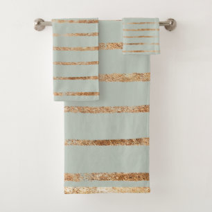 Elegant Gold Sage Green Bath Towel Set