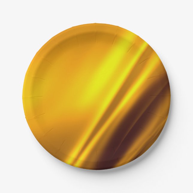 Elegant Gold Satin Faux Texture Look Paper Plate (Front)
