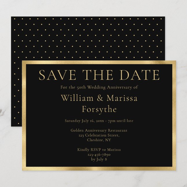 Elegant Gold Save The Date 50th Anniversary Card (Front/Back)