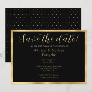 Elegant Gold Save The Date 50th Anniversary Card