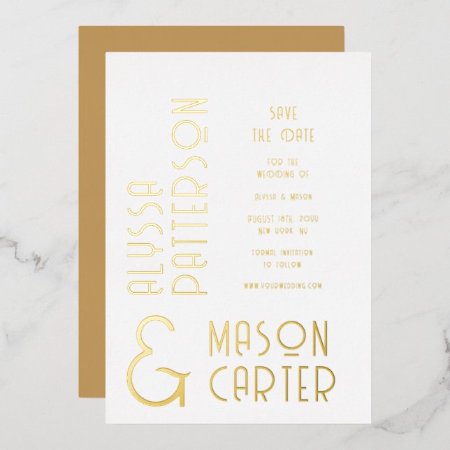 Elegant Gold Save The Date Wedding (Front/Back)