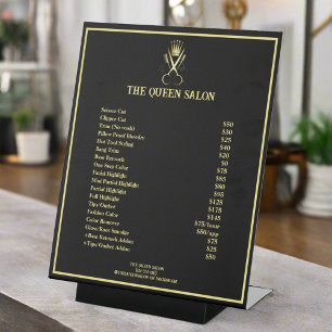 Elegant Gold Scissors Salon Black Price List Pedestal Sign