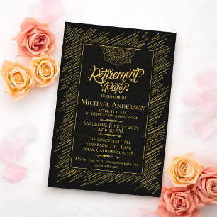 Elegant Gold Scribble Retirement Party Invitation