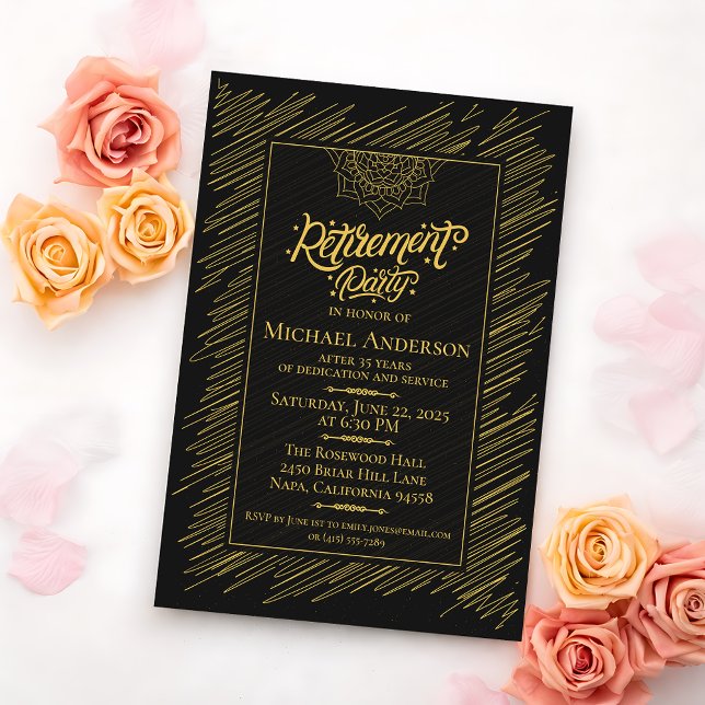 Elegant Gold Scribble Retirement Party Invitation (Creator Uploaded)
