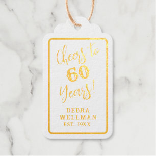 Elegant Gold Script 60th Birthday Cheers to 60 Gift Tags