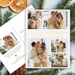 Elegant Gold Script 6 Photo Collage Christmas Real Foil Holiday Postcard<br><div class="desc">Modern Elegant Simple Calligraphy Gold Script 6 Photo Collage Merry Christmas Real Foil Holiday PostCard. This festive, minimalist, six (6) photo holiday greeting postcard template features on the front a pretty grid 5 photo collage and says „Merry Christmas”! The „Merry Christmas” greeting text is written in a beautiful whimsical swirly...</div>