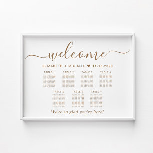 Elegant Gold Script 7 Table Wedding Seating Chart