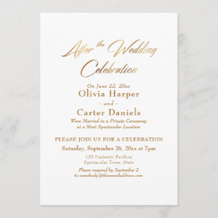 Elegant Gold Script After the Wedding Celebration Invitation