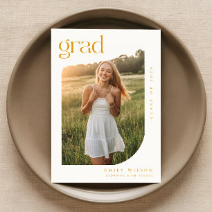 Elegant Gold Script Arch Photo Graduation Party Invitation