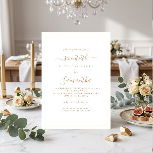 Elegant Gold Script Border 70th Birthday Party Invitation