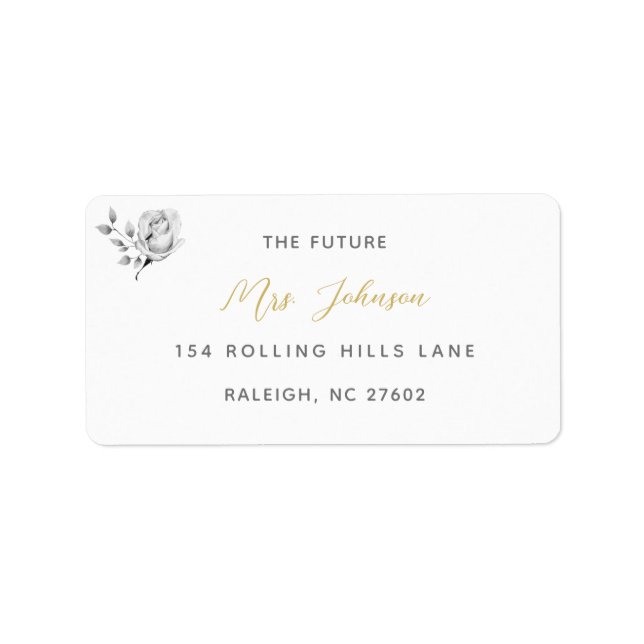 Elegant Gold Script Bride Return Address Label (Front)