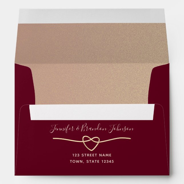 Elegant Gold Script Burgundy Envelope (Back (Bottom))
