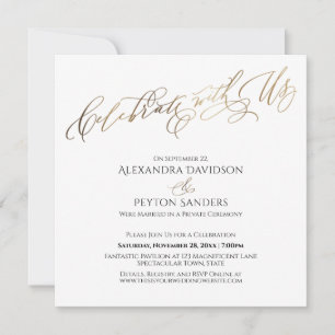 Elegant Gold Script Celebrate with Us Reception Invitation