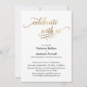 Elegant Gold Script Celebrate with Us Reception Invitation