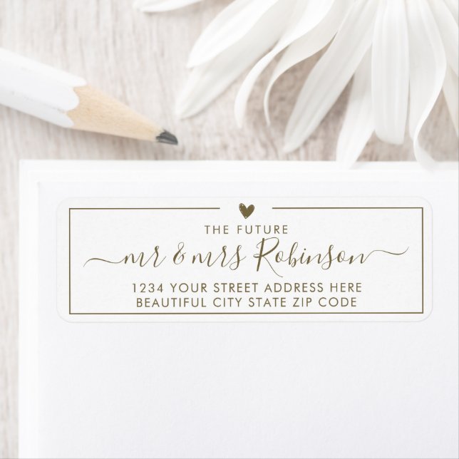 Elegant Gold Script Chic Mariage Adresse de retour (En situation)