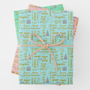 Elegant Gold Script Christmas - Playful Doodle Wrapping Paper Sheet