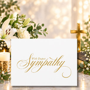 Elegant Gold Script Condolence Sympathy Card