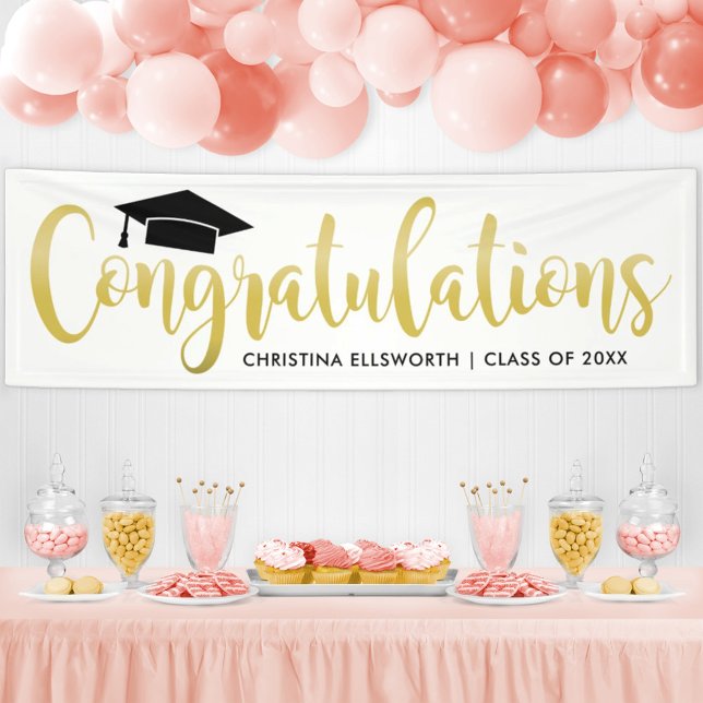Elegant Gold Script Congratulations Graduate Banner (Creator Uploaded)