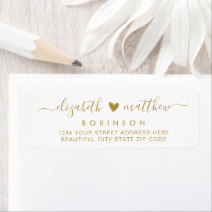 Elegant Gold Script Couple Return Address Label
