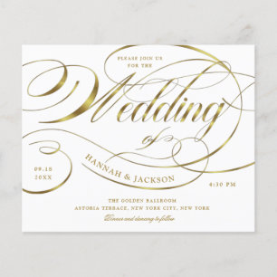 Elegant Gold Script Curved Text Wedding Invitation