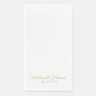 Elegant gold script custom names date chic wedding napkin