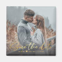 Elegant Gold Script Custom Photo Save the Date