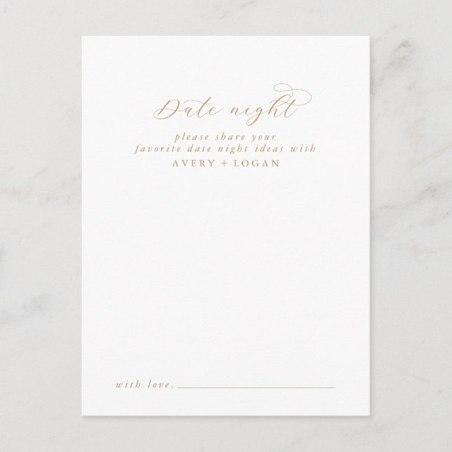 Elegant Gold Script Date Night Idea Carte Conseil (Devant)