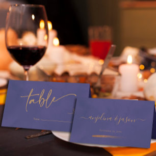 Elegant Gold Script Emerald Purple Wedding Place Card