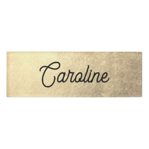 Elegant Gold Script Employee Staff  Name Tag