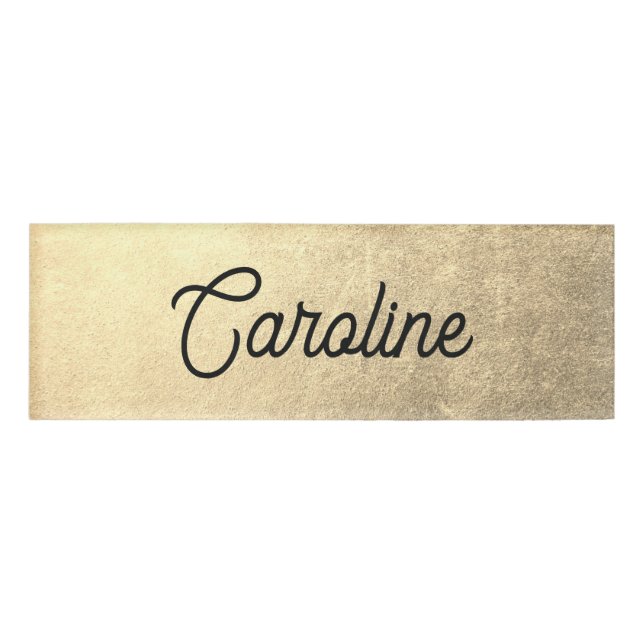 Elegant Gold Script Employee Staff  Name Tag (Front)